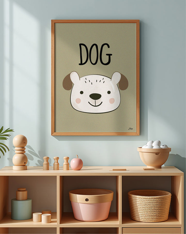 Dog On Orange plakat på barnerommet