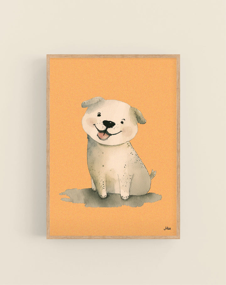 Good Boy plakat, valp på aprikos bakgrunn